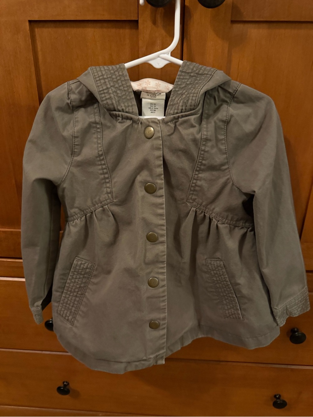🍂 Aspen Kids Girls Hooded Anorak Jacket | Size 3T | Olive Green | 100% Cotton